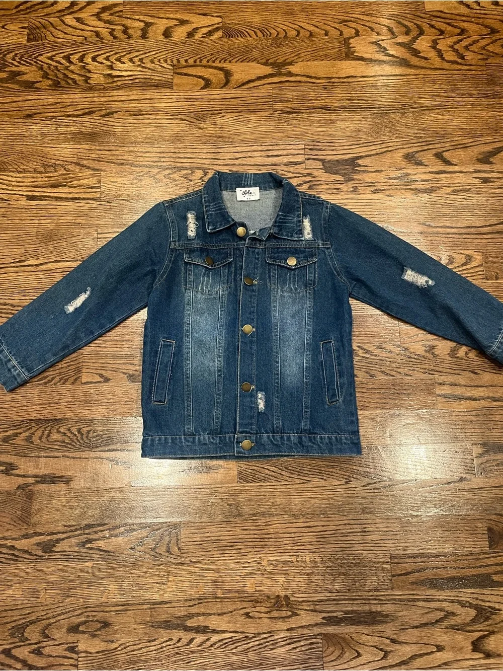 Little Girls Lola And The Boys Distressed Jean Jacket Aubs On Back